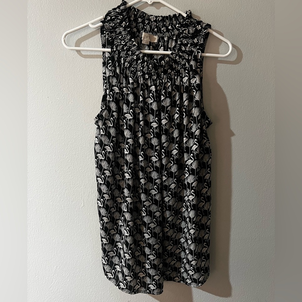 Loft Medium Sleeveless Black Flamingo Top
